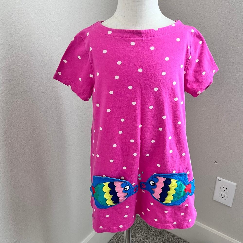 Mini Boden Printed Tunic Dress in Tickled Pink - 6/7Y